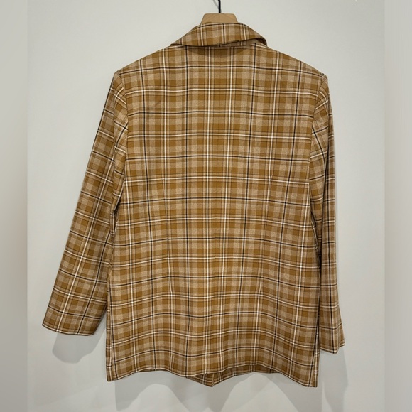 Melrose and Market Plaid print notched lapel one button Women's Blazer medium - Picture 9 of 12